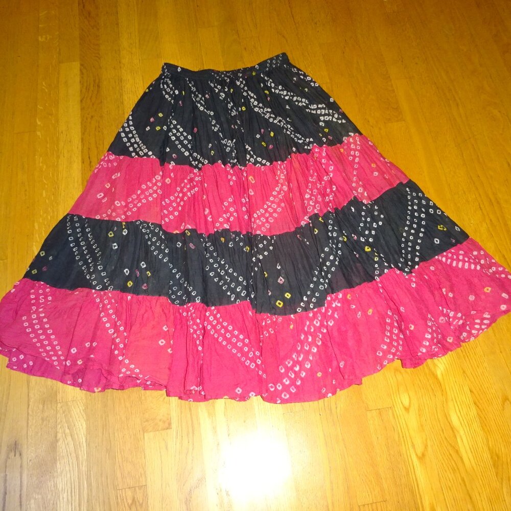 Bellydance Tribal Gypsy Circle+ Skirt Red/Black Sz Med